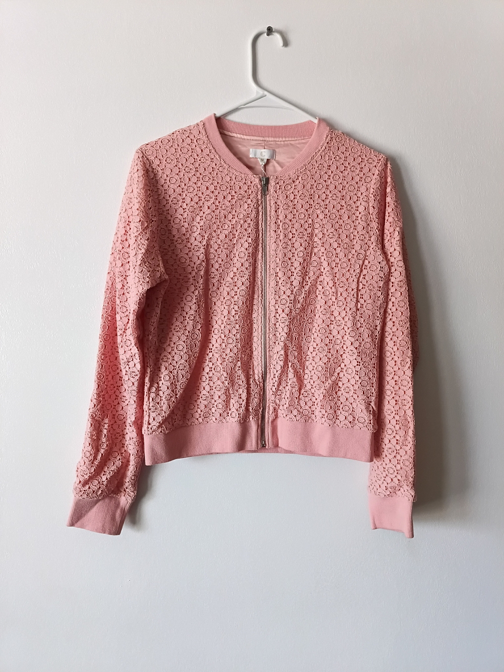 C Brand Women’s Pink Lace Front Zip Jacket Casual Dressy Size Medium